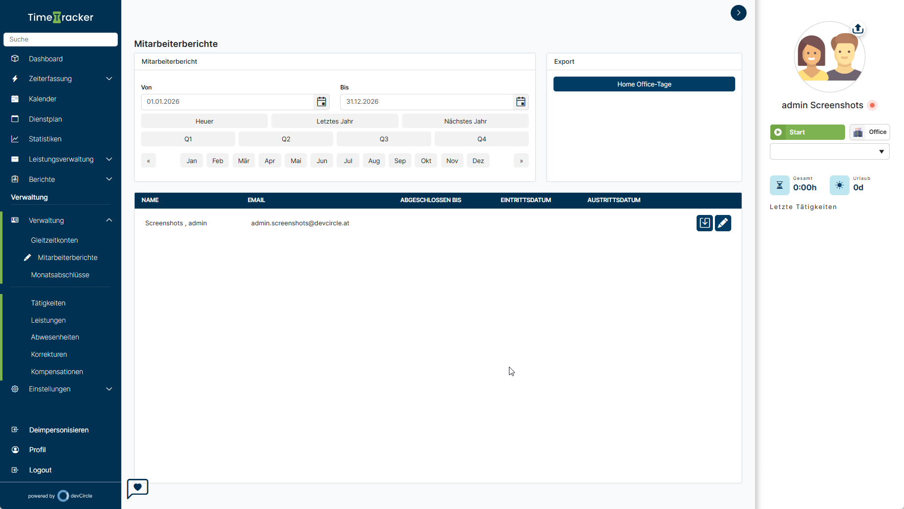 TimeTracker – Mitarbeiterberichte