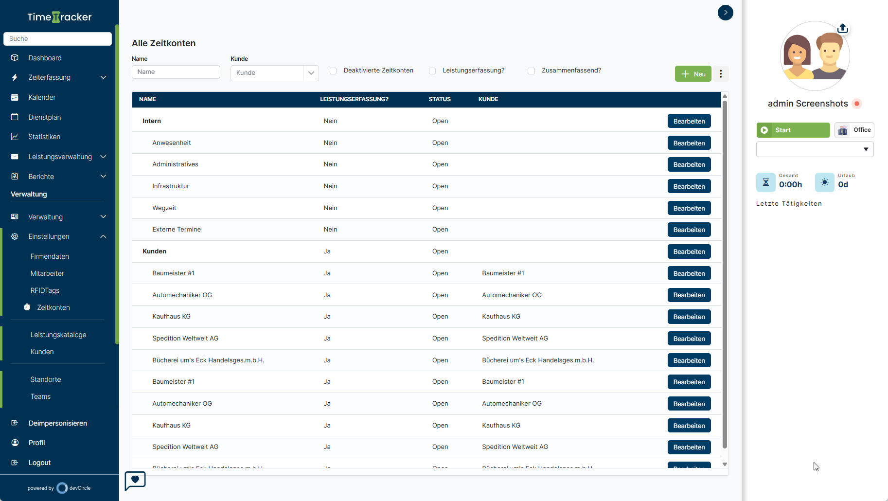 TimeTracker – Zeitkonten